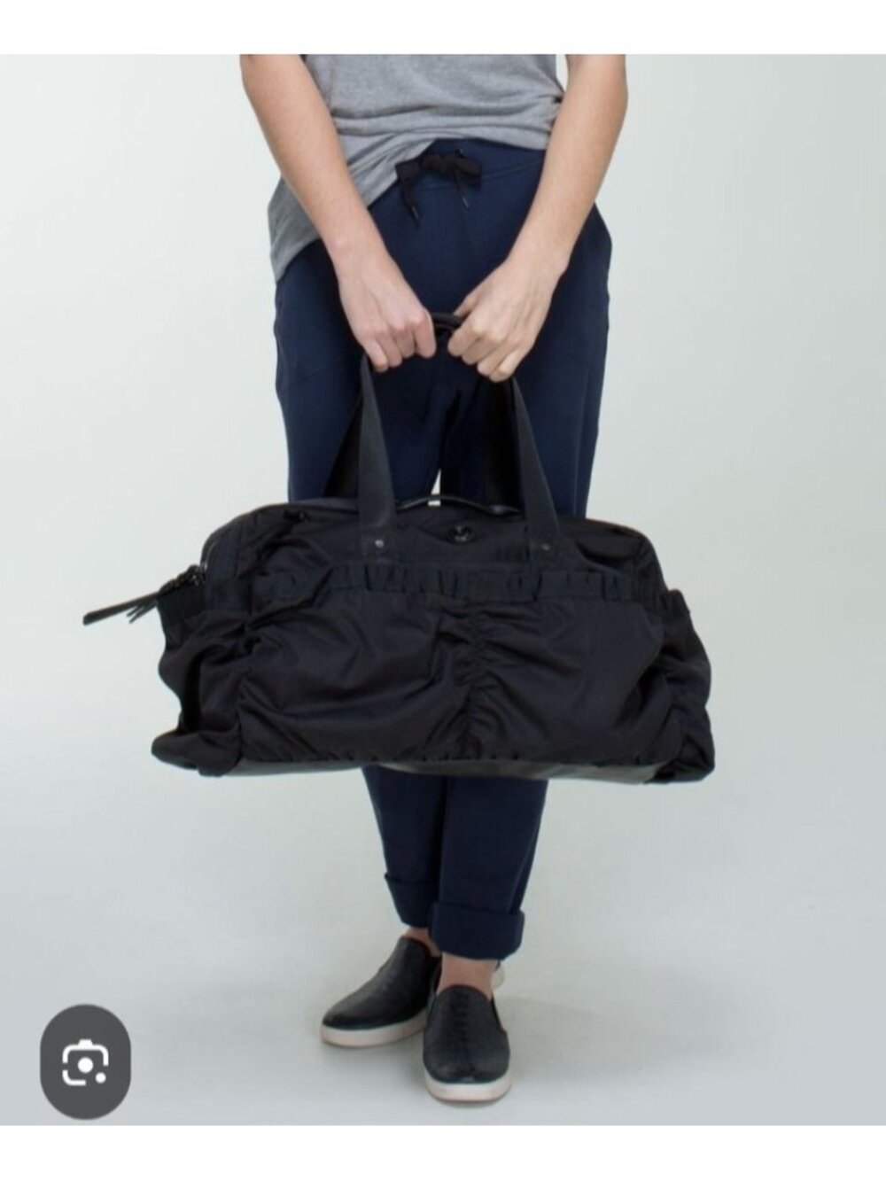 Lululemon Triumphant Tote Black Ruffled Gym Yoga Travel Shoulder Bag Rare